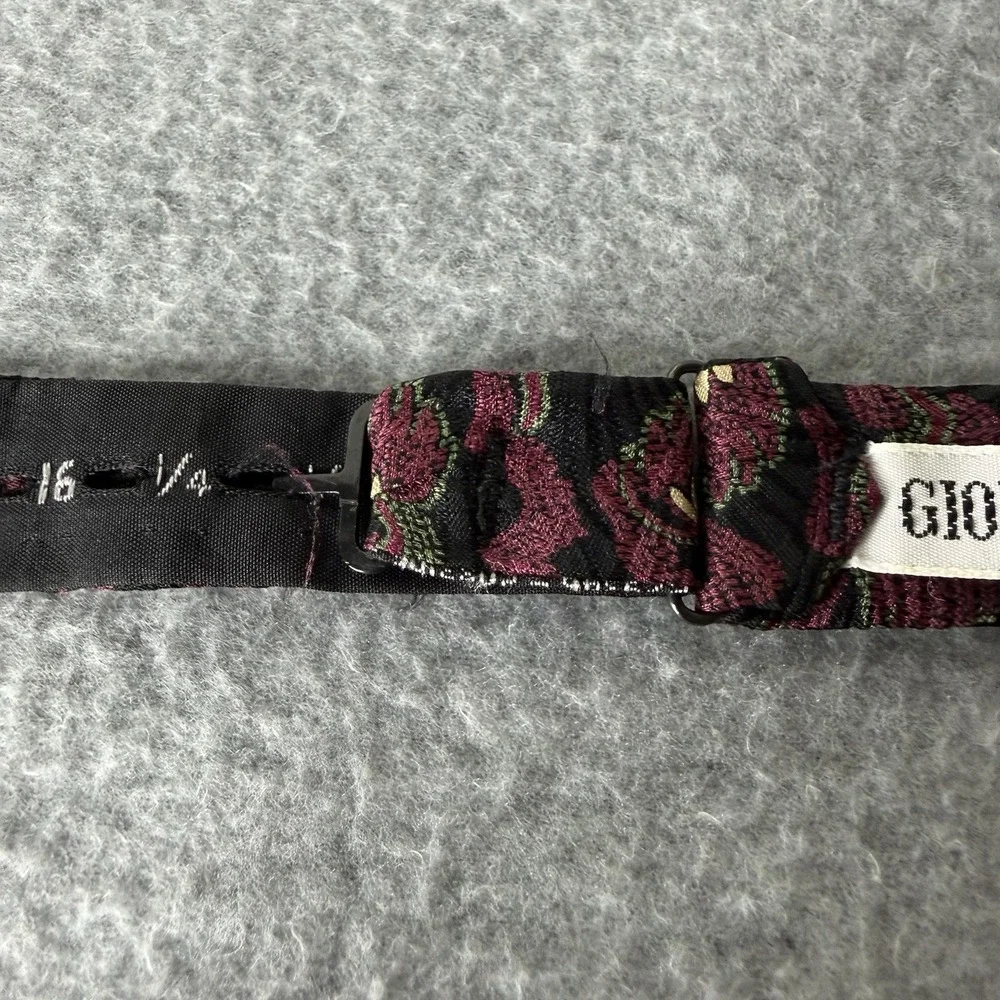 Giorgio Armani Bow Tie Burgundy And Black Floral Formal Event